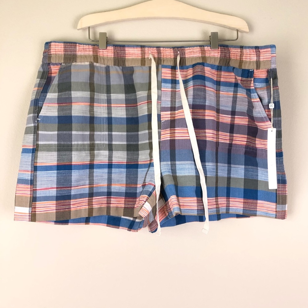 Caslon Plaid Drawstring Lounge Shorts in Blue, Pink, Tan